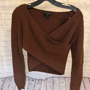 House of Harlow 1960 Chocolate V-Neck Sweater